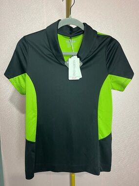 North End Women’s Black & Lime Green Long Sleeve Performance Tee